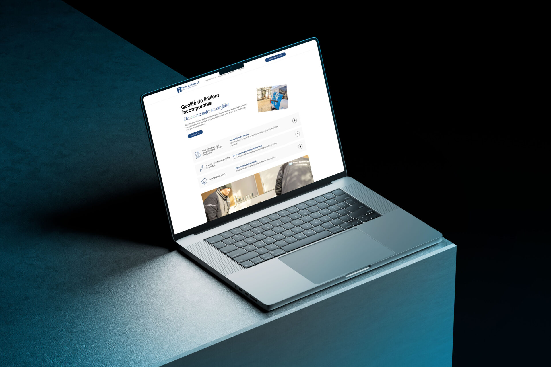 Fleury Sanitaire Web Macbook New Bleu